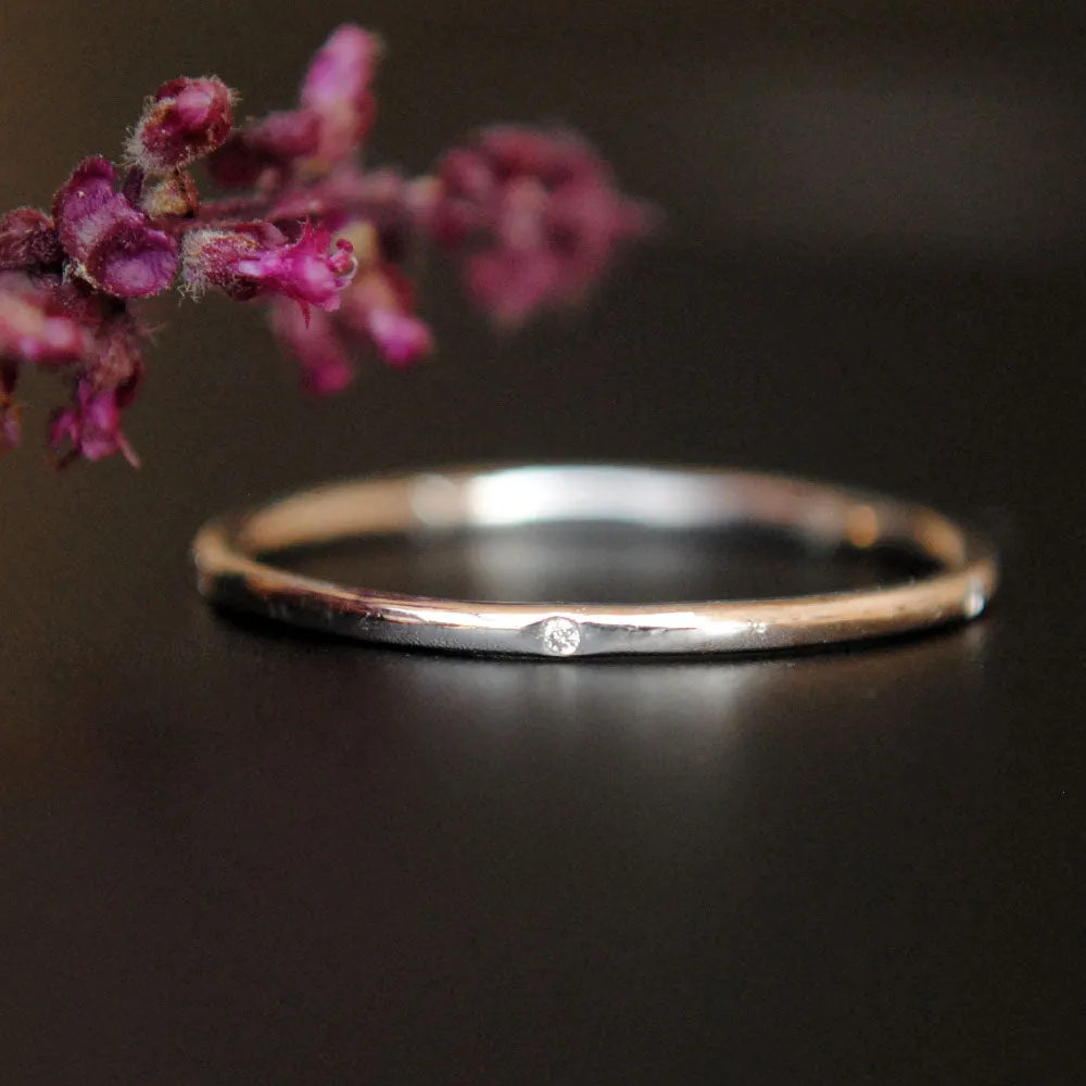 1mm Dainty Flush Set Diamond 5 Diamond Eternity Ring