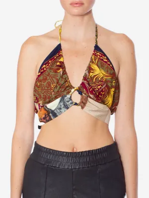 1/OFF PARIS Designer Scarf Keyhole Halter Top