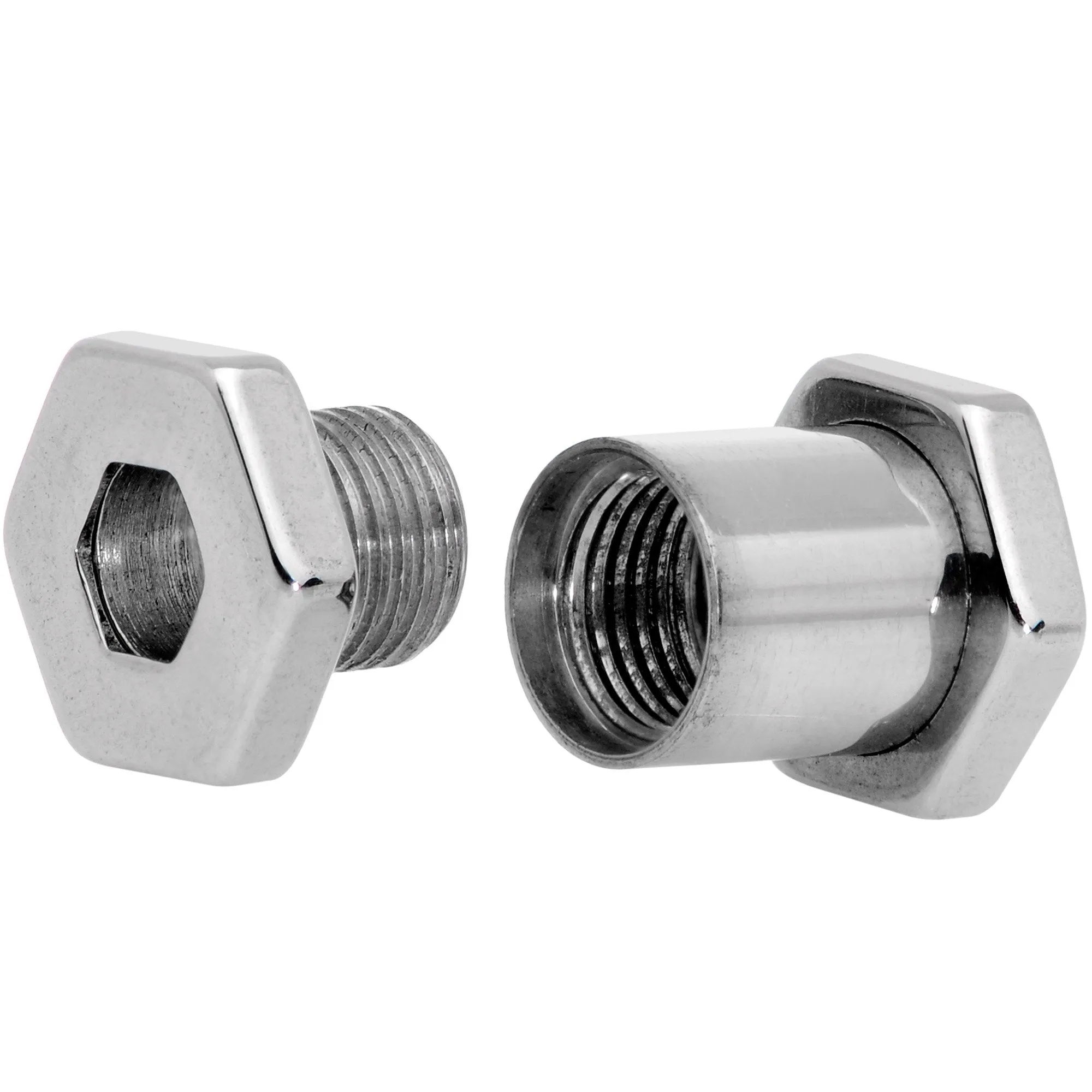 2 Gauge Geometric Hexagon Screw Fit Tunnel Plug Set