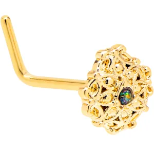20 Gauge 7mm Vitrail Gem Gold Tone Blossom Bloom L Shape Nose Ring