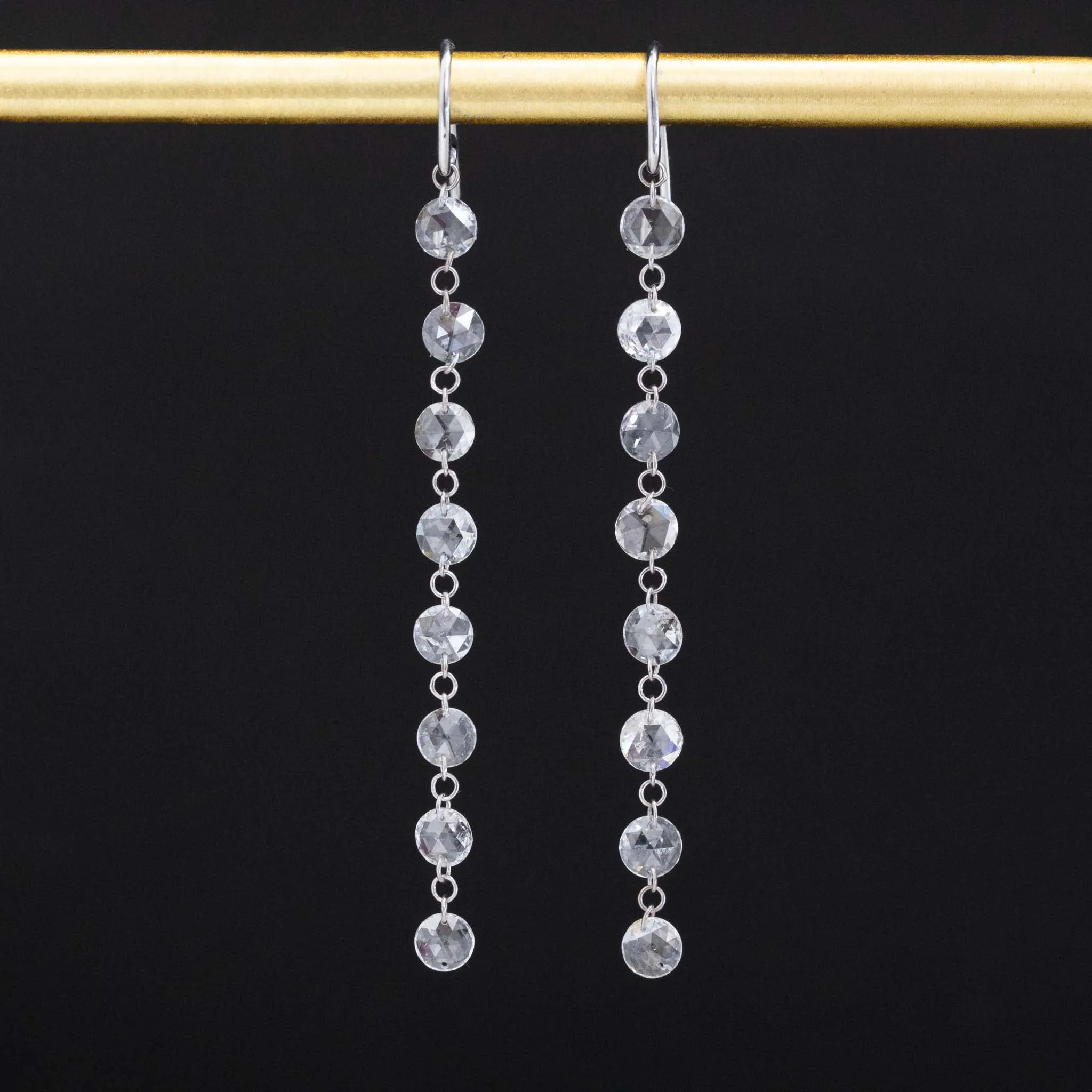2.10ctw Round Rose Cut Diamond Drop Earrings
