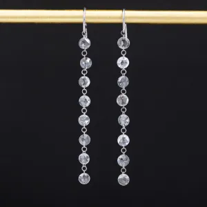 2.10ctw Round Rose Cut Diamond Drop Earrings