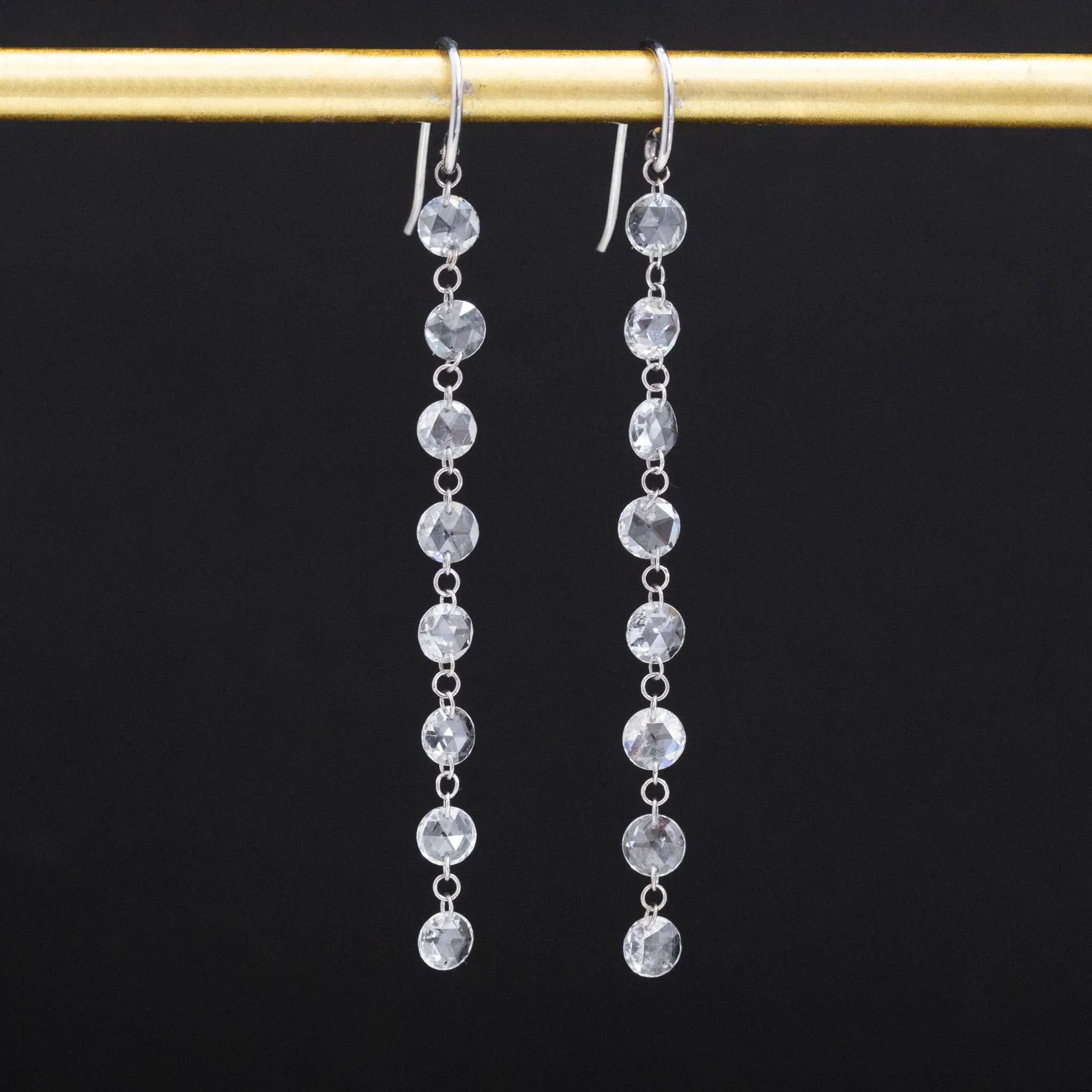2.10ctw Round Rose Cut Diamond Drop Earrings