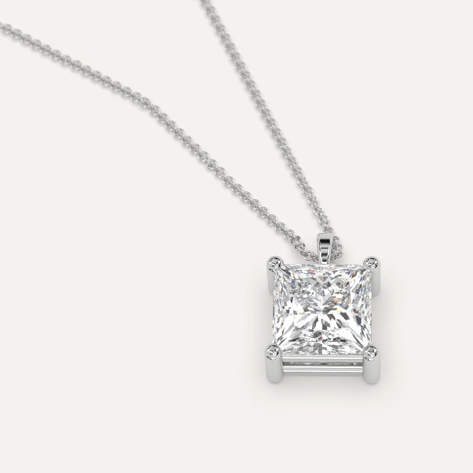 3 carat Princess Diamond Pendant Necklace