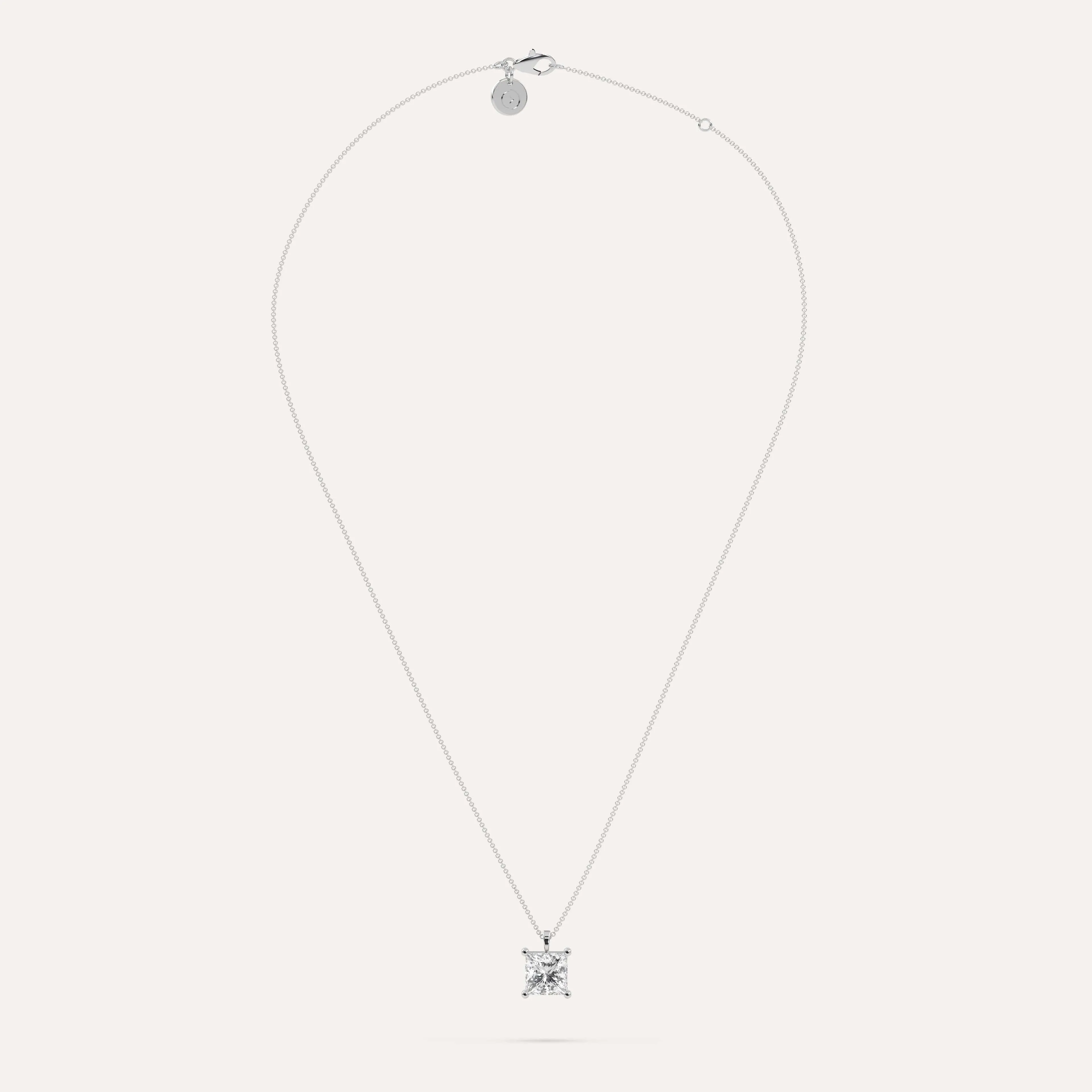 3 carat Princess Diamond Pendant Necklace