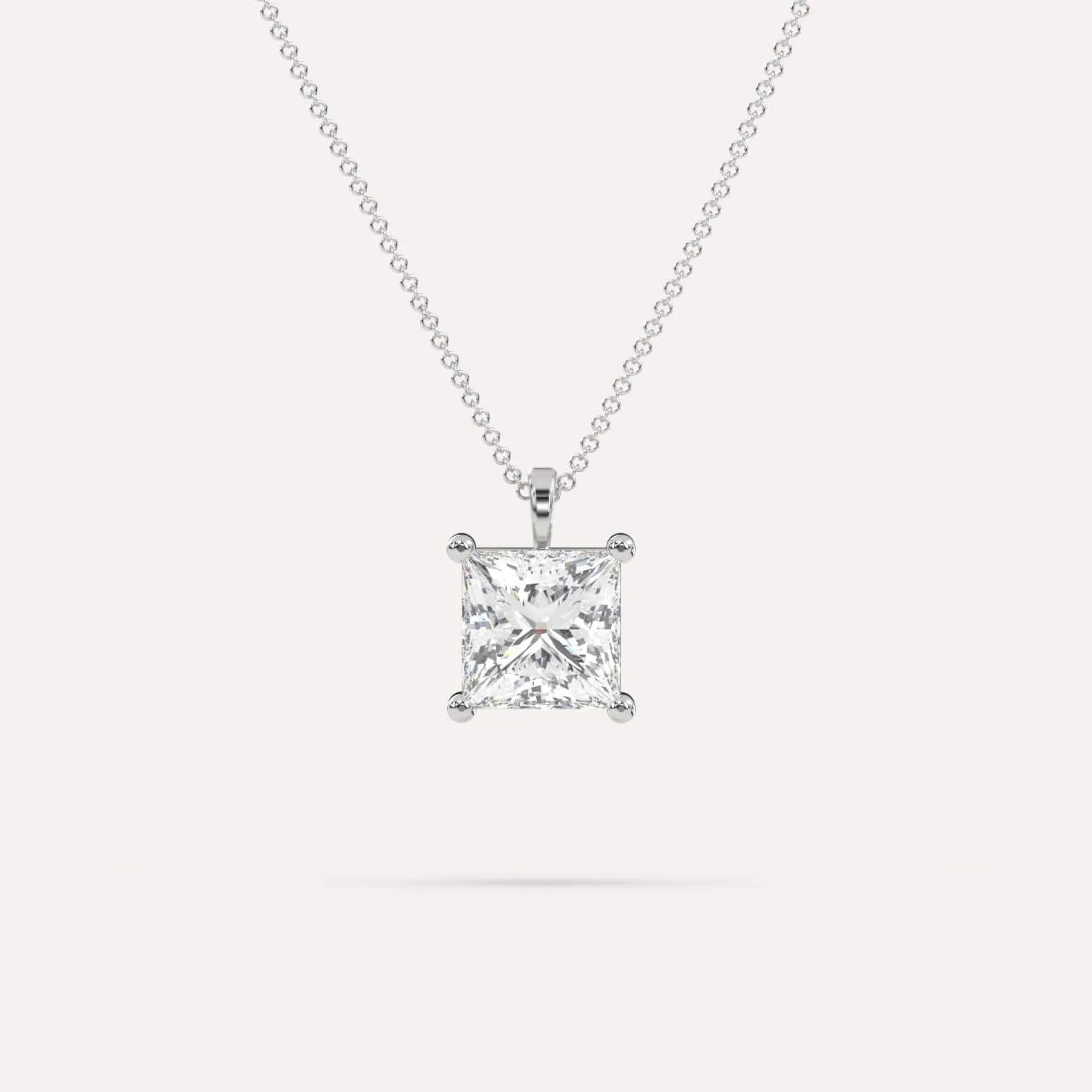 3 carat Princess Diamond Pendant Necklace