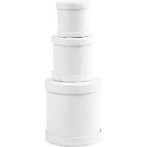 3 Drum Boxes Round White Paper Mache Cardboard Gift Storage Decorate Personalize