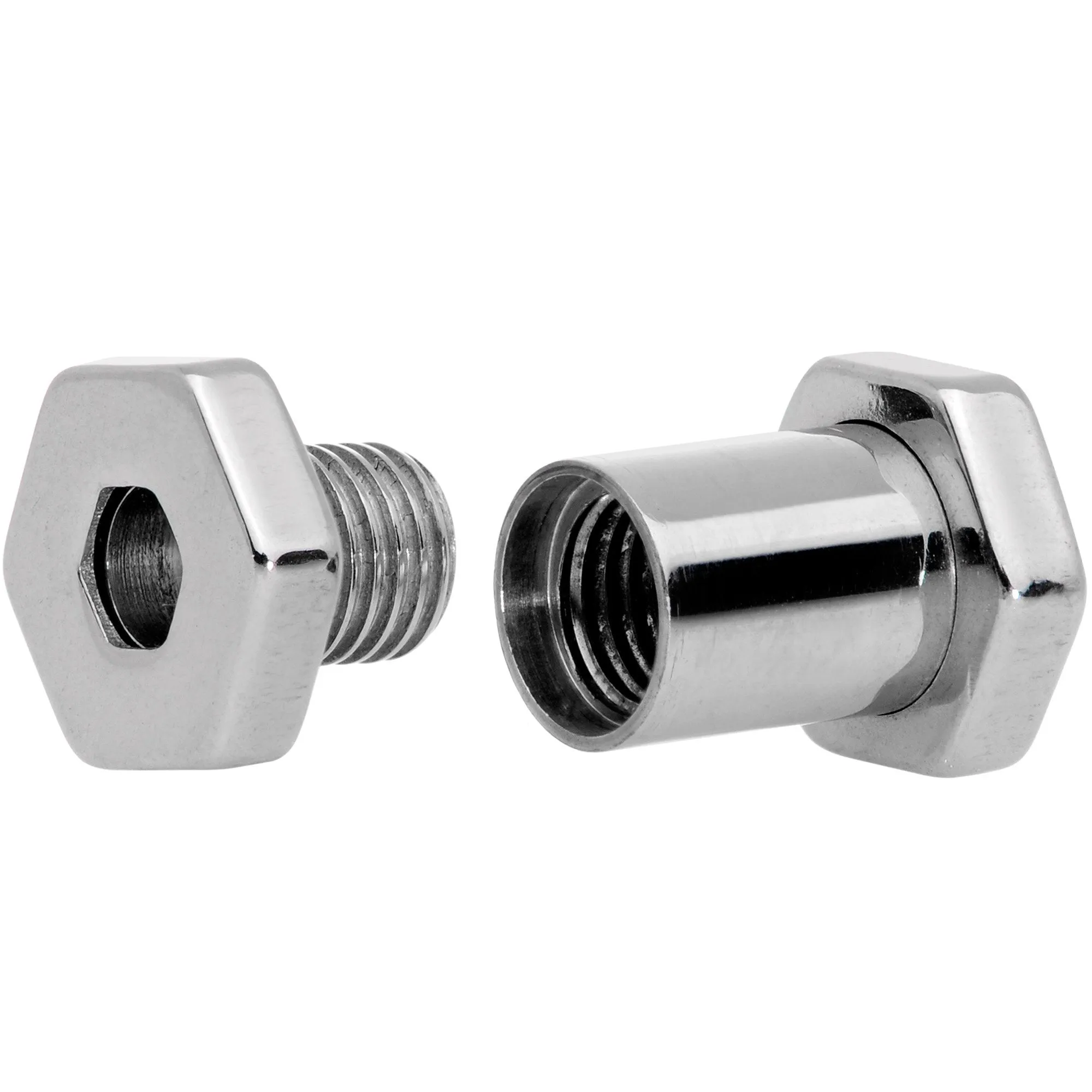 4 Gauge Geometric Hexagon Screw Fit Tunnel Plug Set