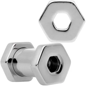 4 Gauge Geometric Hexagon Screw Fit Tunnel Plug Set