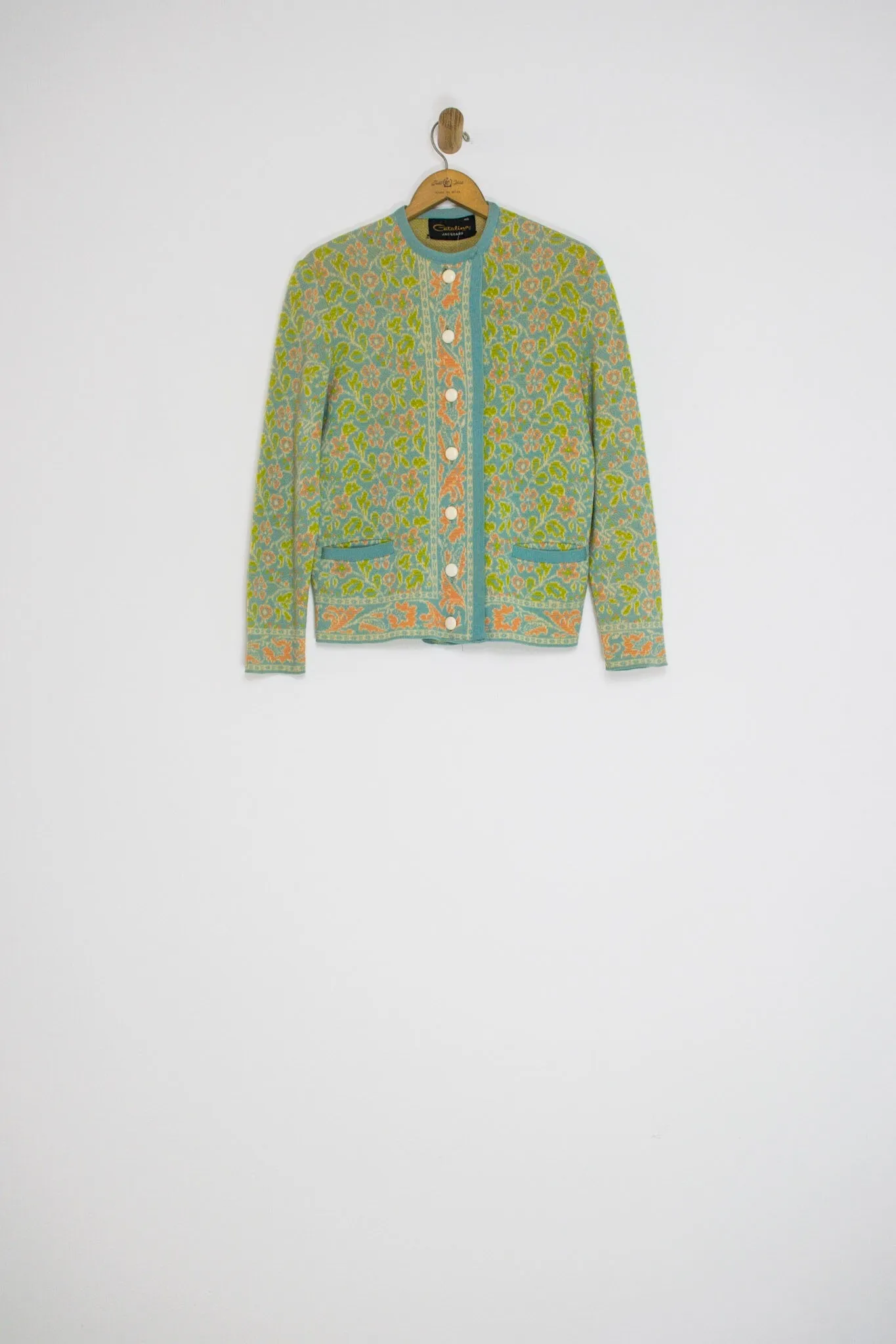 60's FLORAL CARDIGAN / MEDIUM