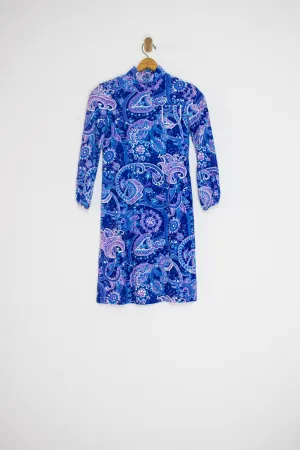 60's/70's PURPLE PAISLEY DRESS / MEDIUM