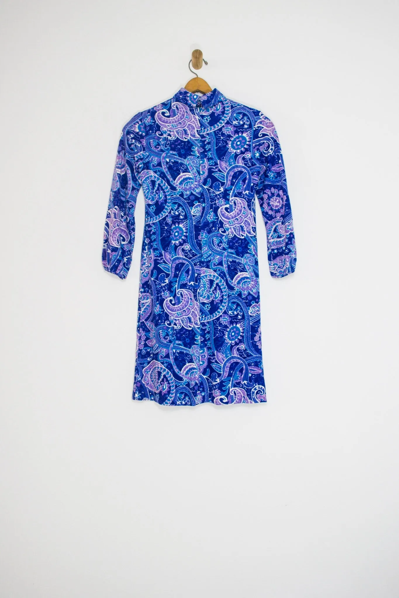 60's/70's PURPLE PAISLEY DRESS / MEDIUM