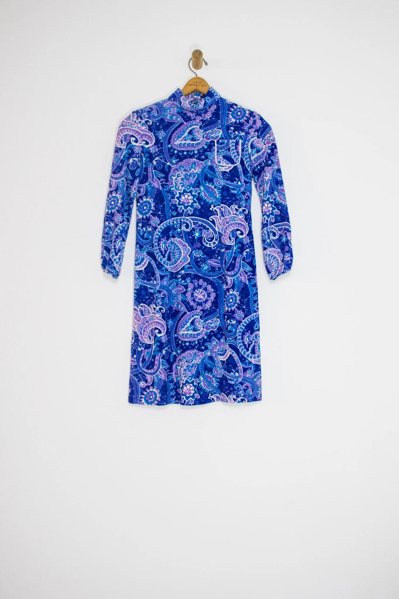 60's/70's PURPLE PAISLEY DRESS / MEDIUM