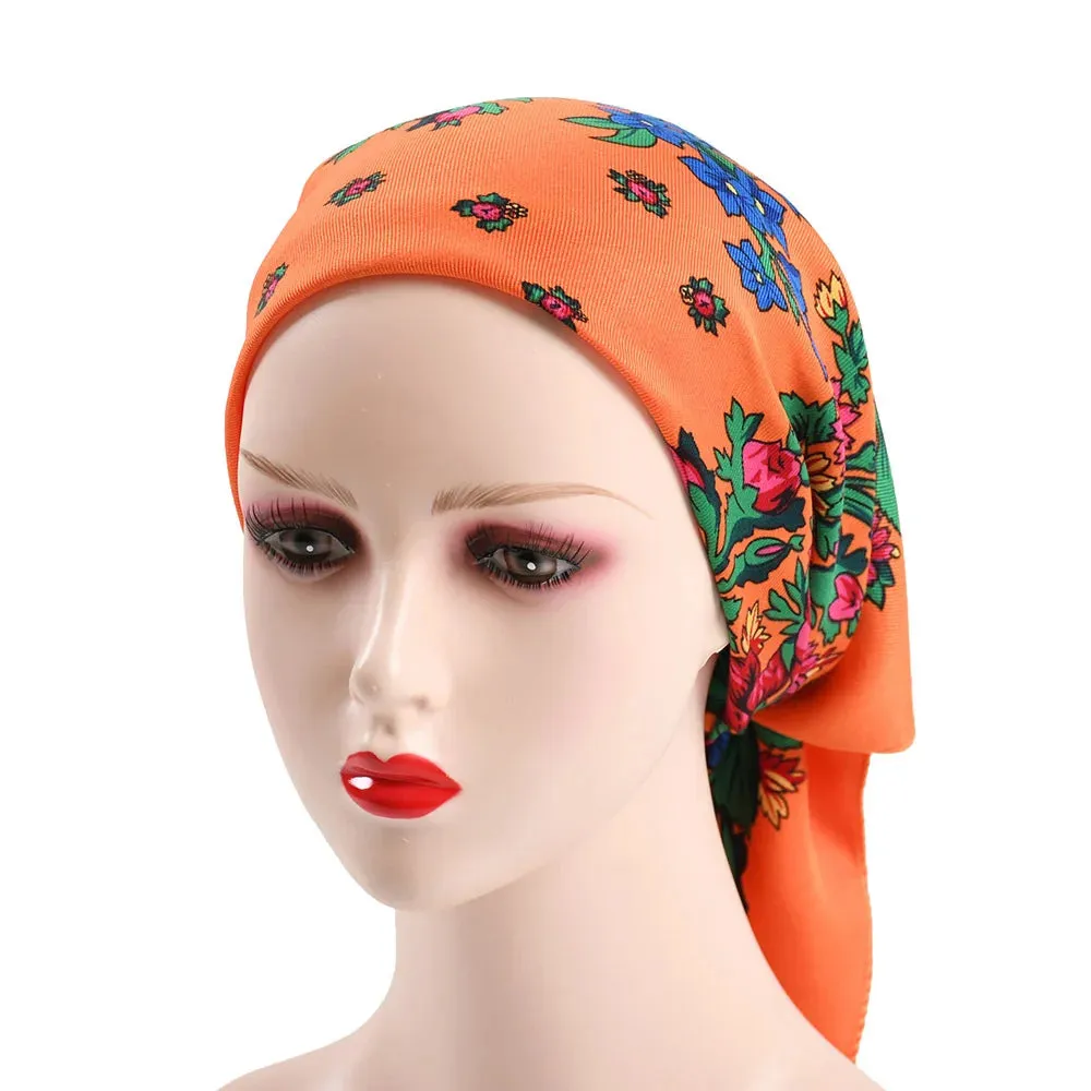 70*70cm Luxury Flowers Square Russian Scarf Women Floral Printed Shawl Female Bandana Head Wrap Headband Scarves Handkerchief