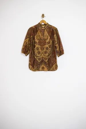 70’s METALLIC BALLOON SLEEVE TUNIC / MEDIUM