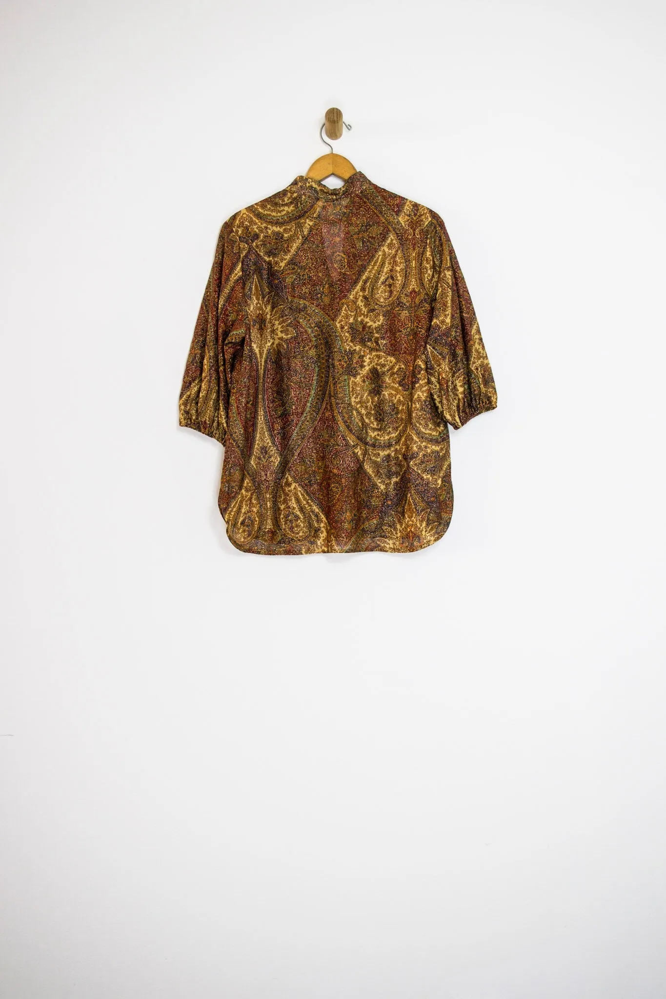 70’s METALLIC BALLOON SLEEVE TUNIC / MEDIUM
