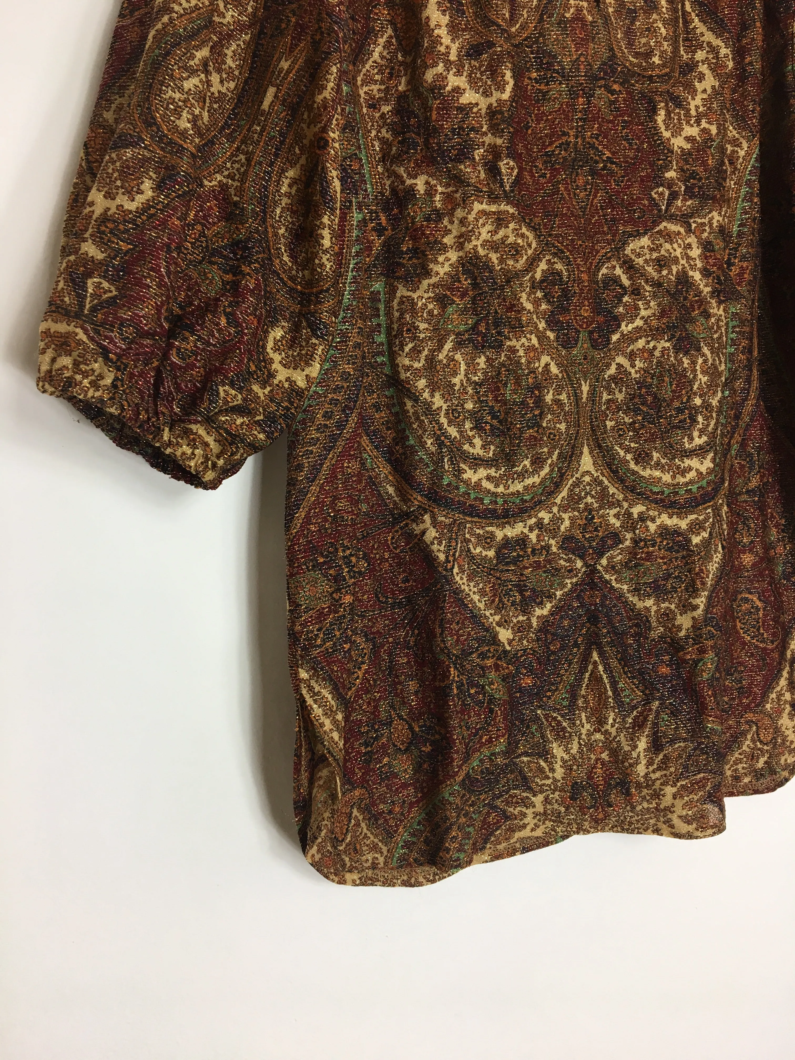 70’s METALLIC BALLOON SLEEVE TUNIC / MEDIUM