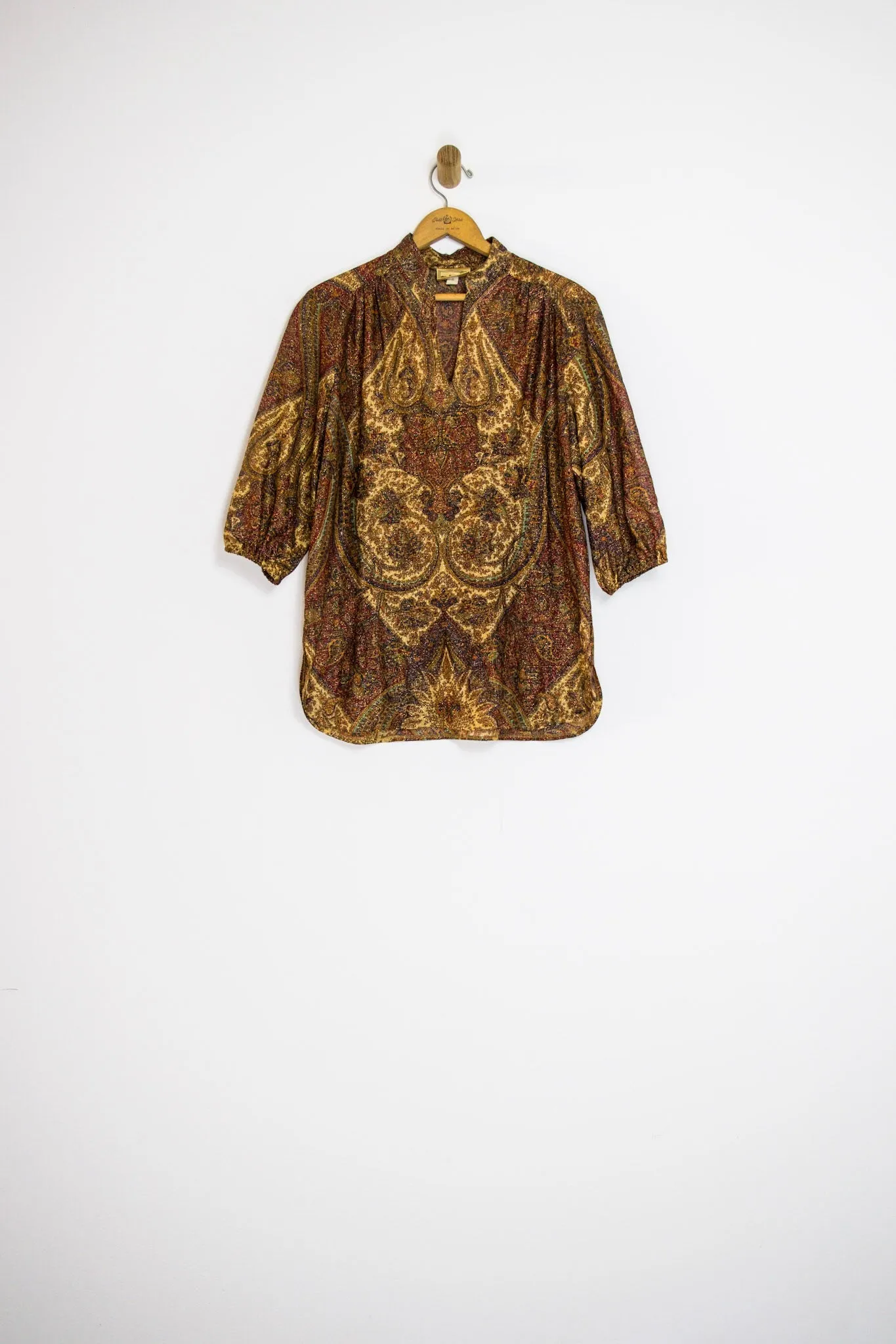 70’s METALLIC BALLOON SLEEVE TUNIC / MEDIUM