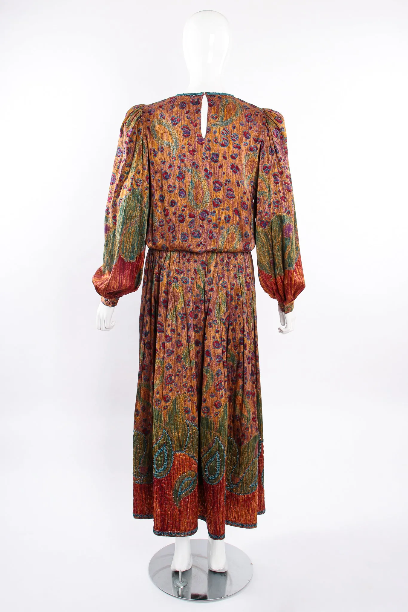 Abstract Floral Embroidered Blouse & Skirt Set