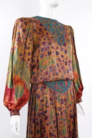 Abstract Floral Embroidered Blouse & Skirt Set