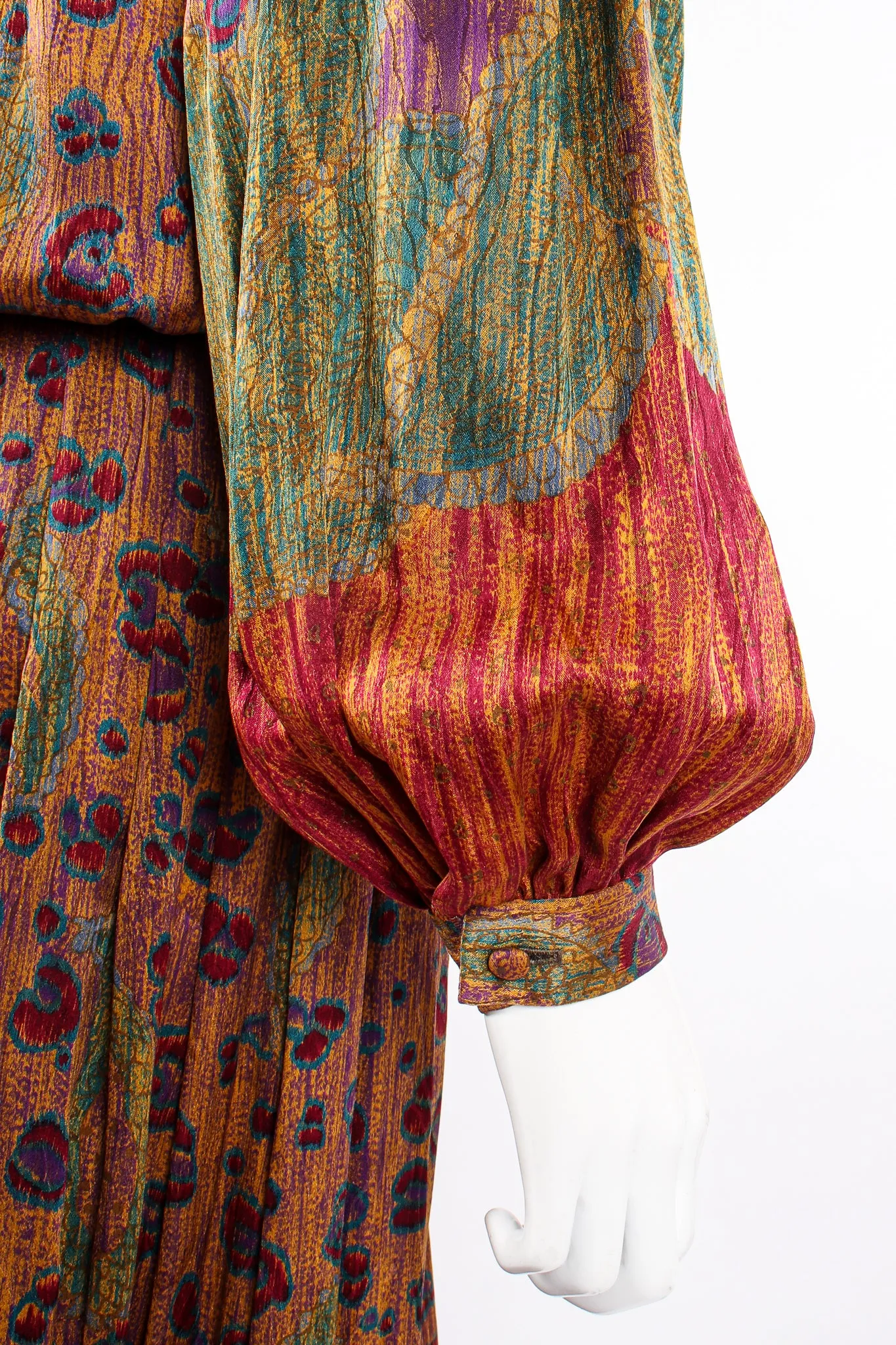 Abstract Floral Embroidered Blouse & Skirt Set