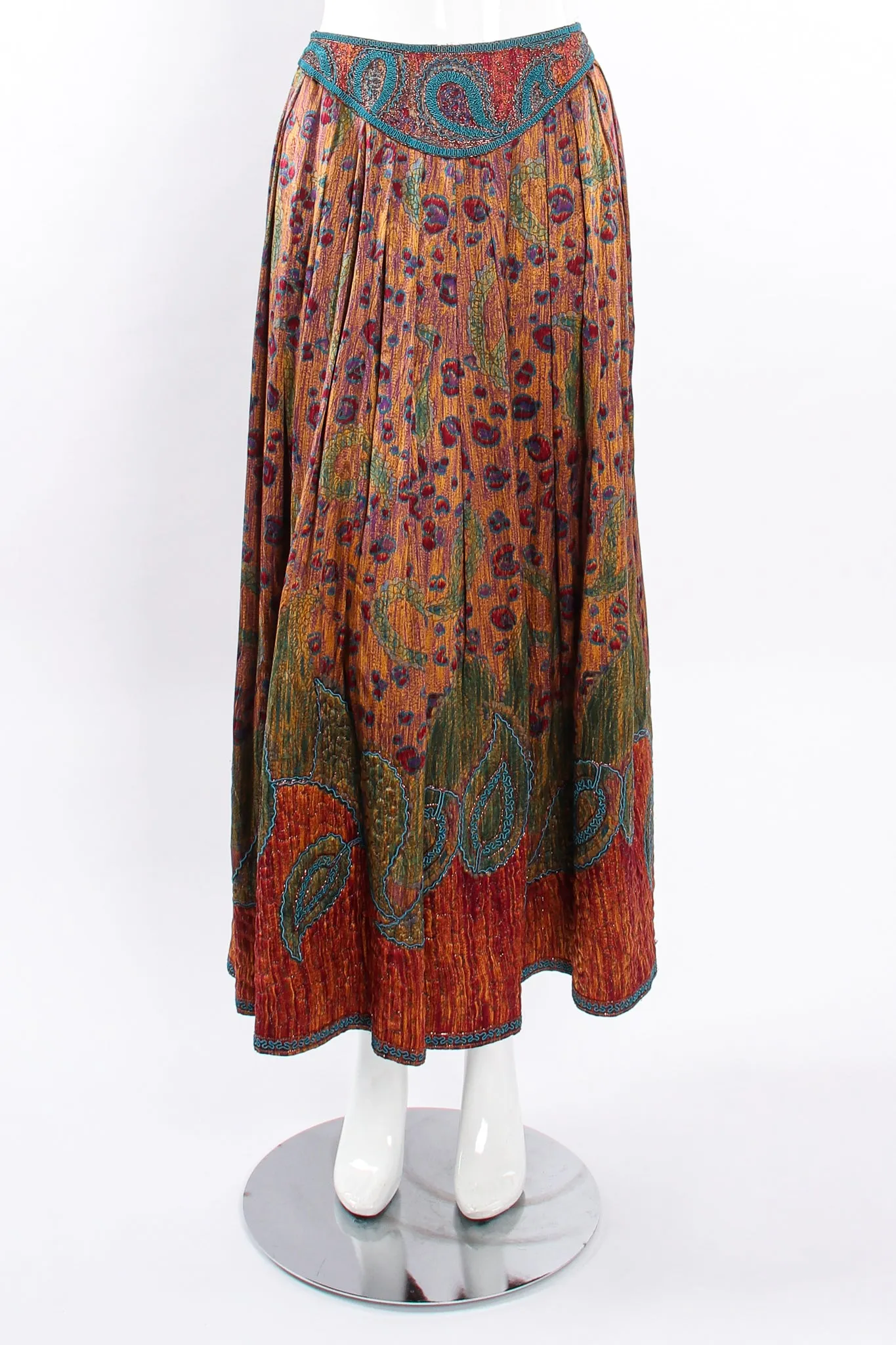 Abstract Floral Embroidered Blouse & Skirt Set
