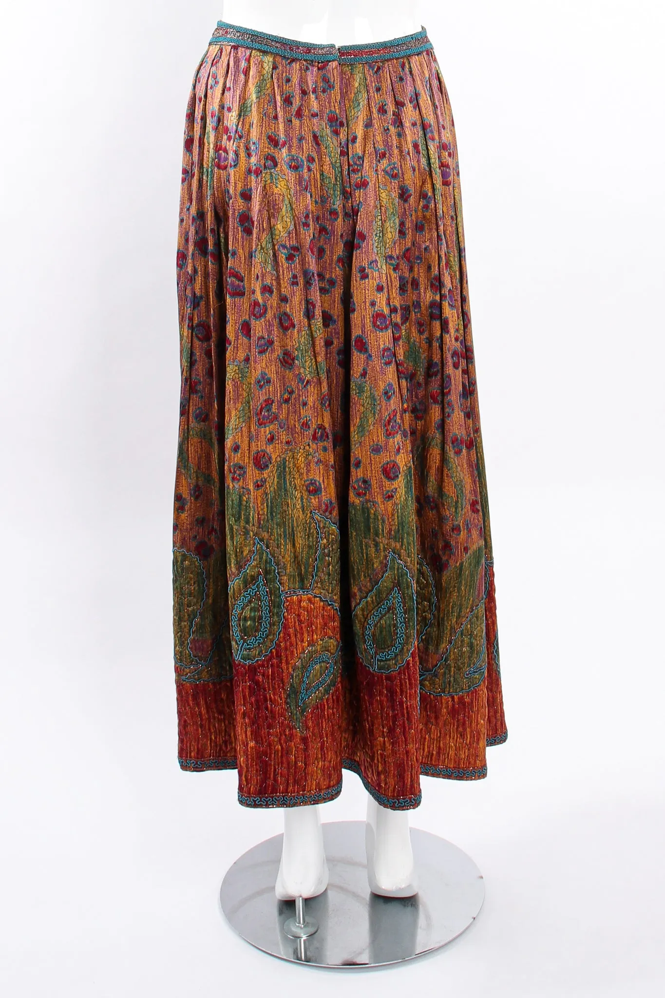 Abstract Floral Embroidered Blouse & Skirt Set