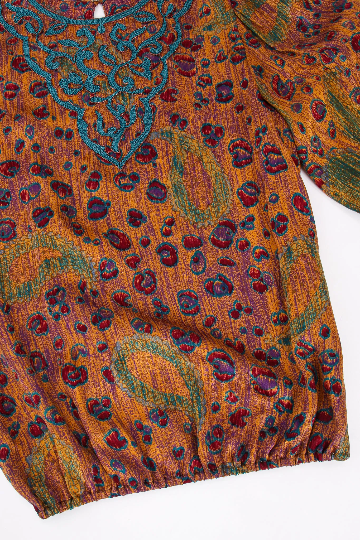Abstract Floral Embroidered Blouse & Skirt Set