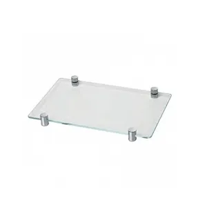 Addition Plain Crystal Tray - Free Standing - 12" Brass/Glass/Glass