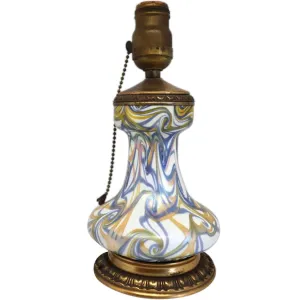 American Quezal Bronze Mounted Glass King Tut One-Light Table Lamp