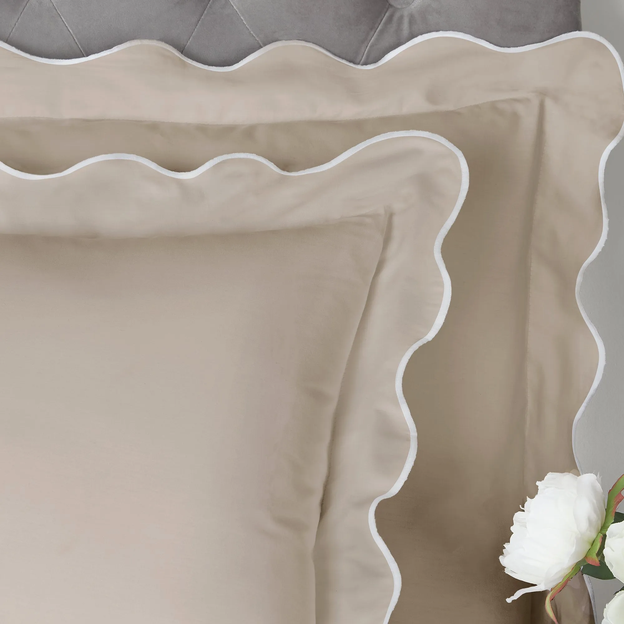 Appletree Boutique Scallop Edge Duvet Cover Set - Natural