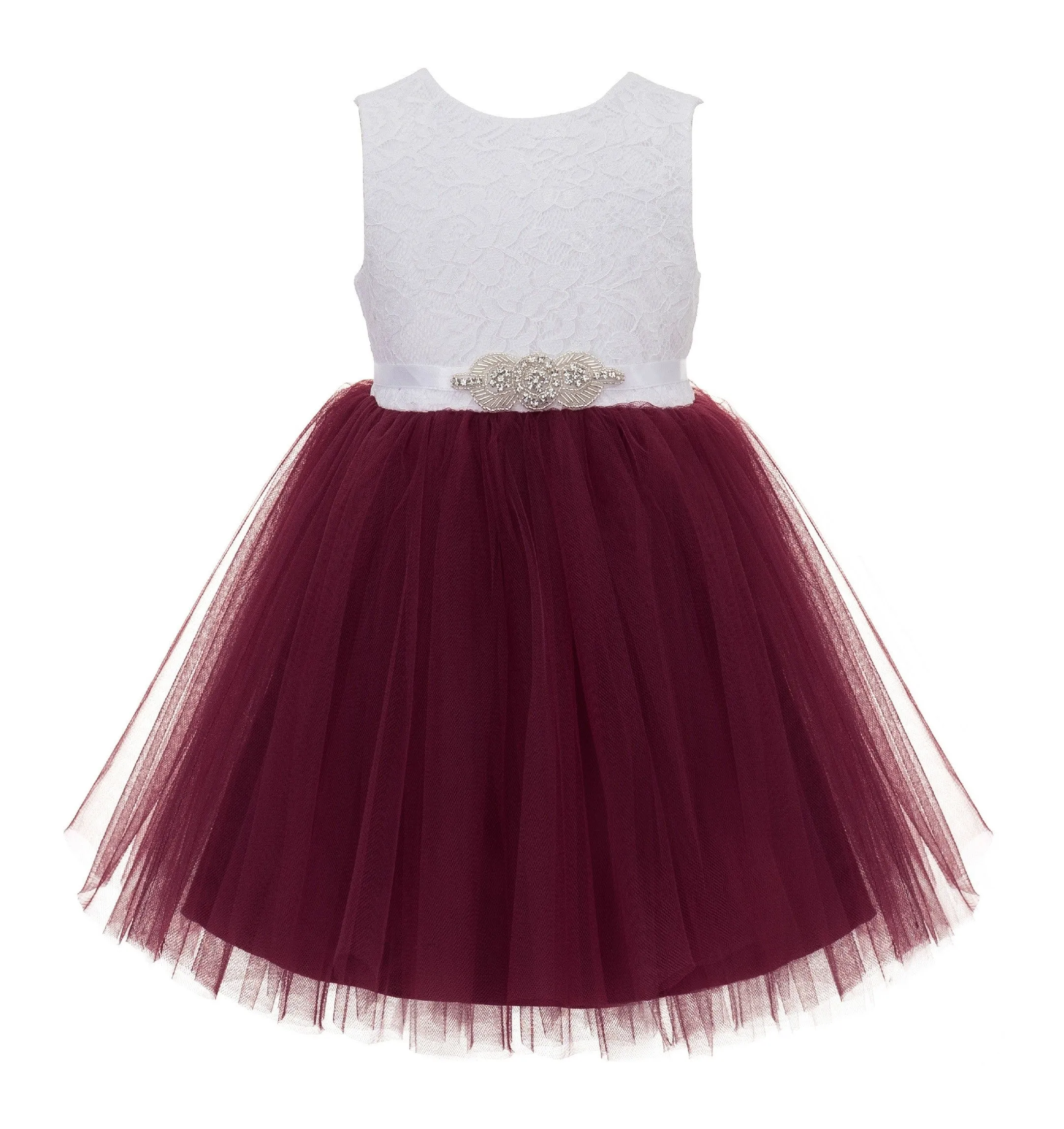 Backless V-Back Lace Flower Girl Dress Dance Recital Ceremonial Gown Formal Birthday Party 206R1
