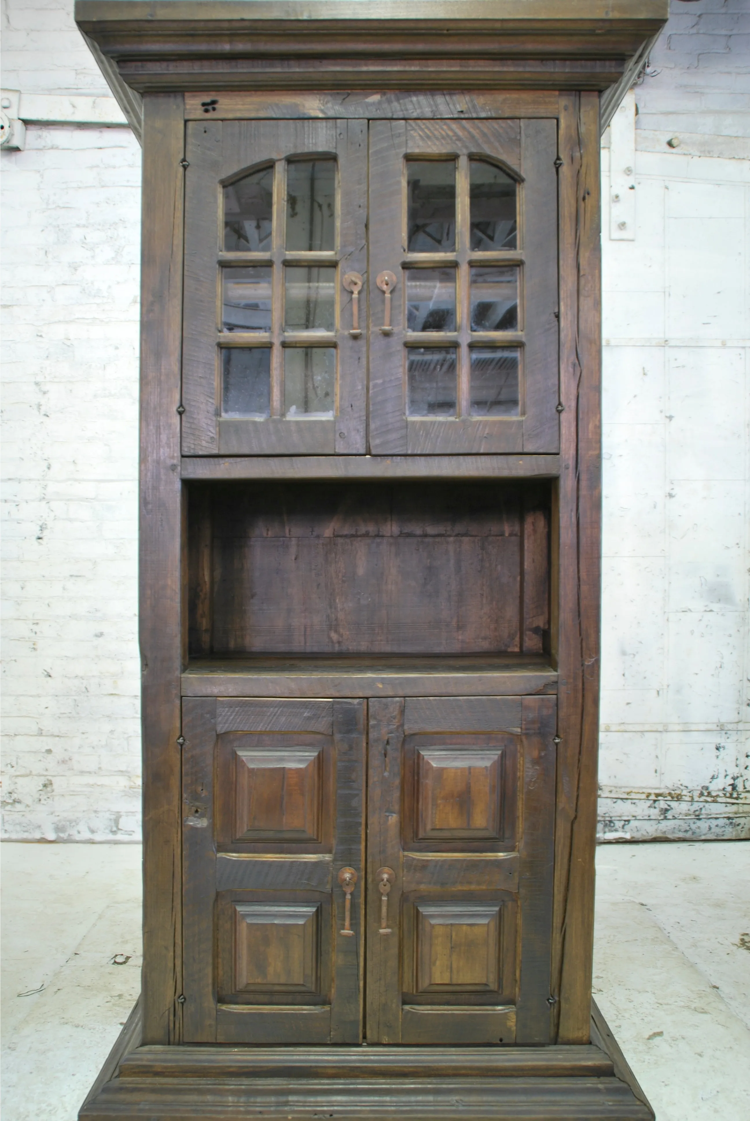 Barn Wood Hutch - Partial Glass Display