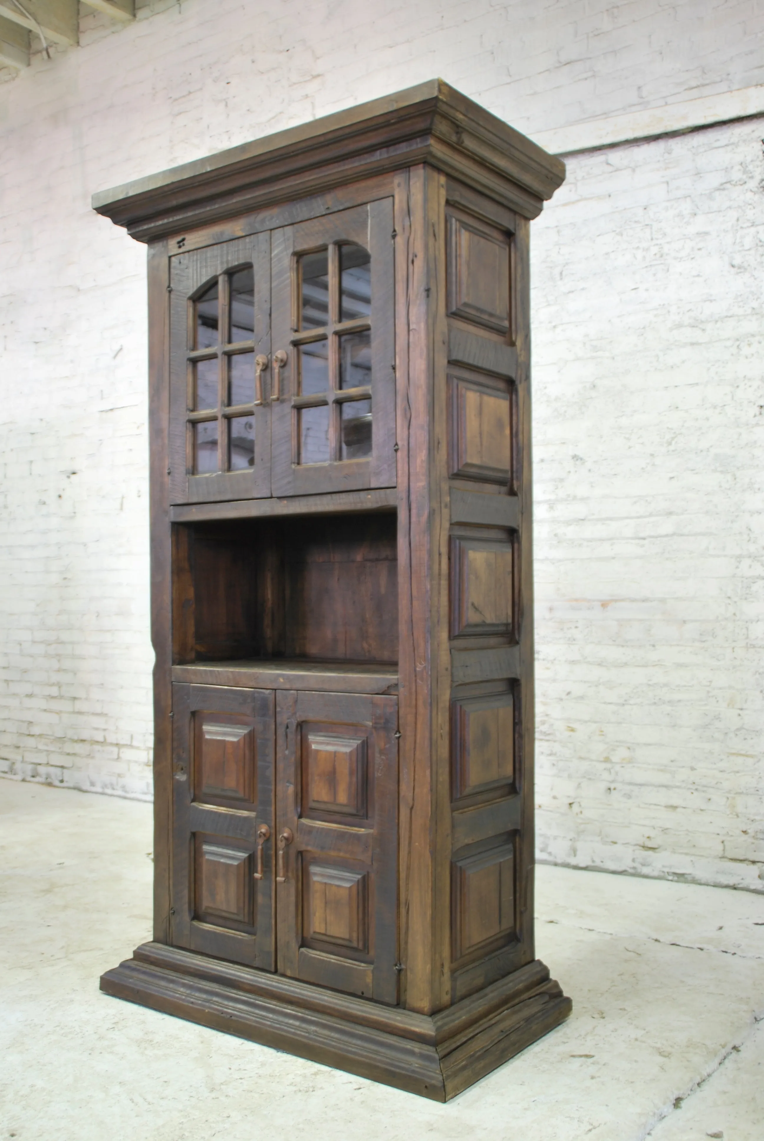 Barn Wood Hutch - Partial Glass Display