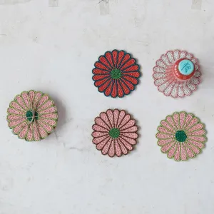Beaded Flower Coasters - Set of 4