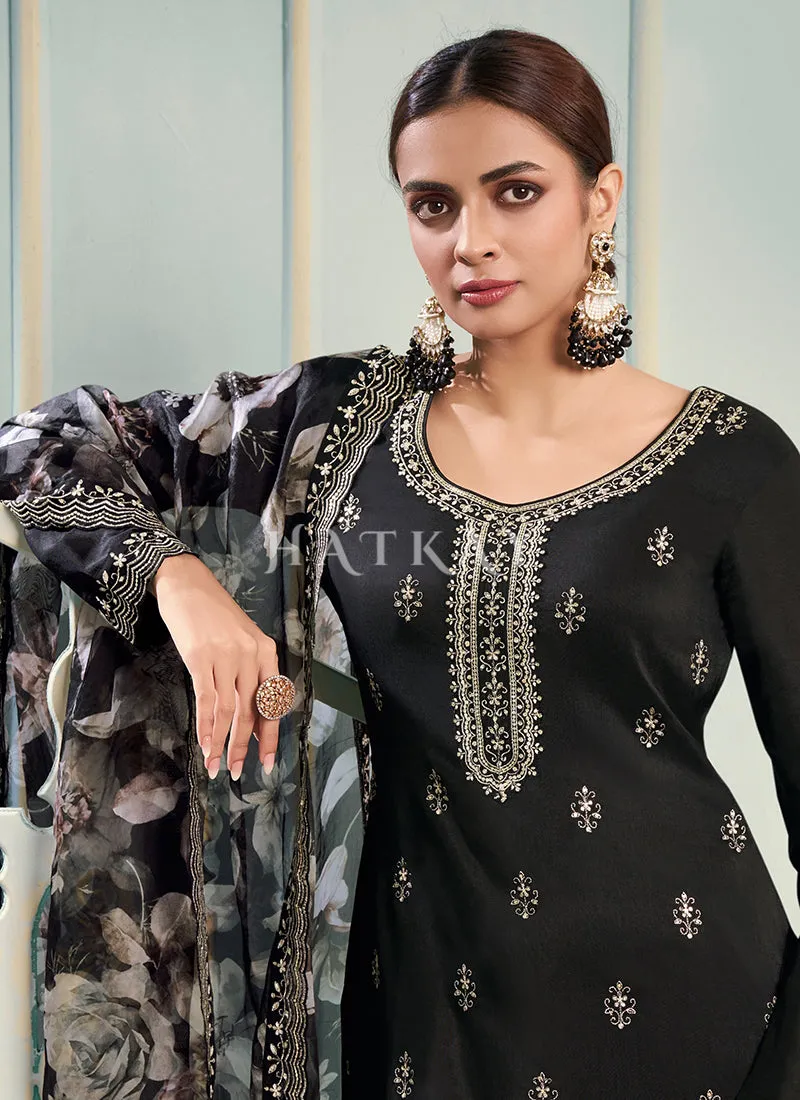 Black Embroidery Pakistani Pant Suit
