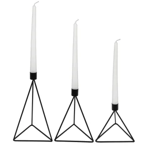 Black Geometric Candlestick Holders (Set of 3)
