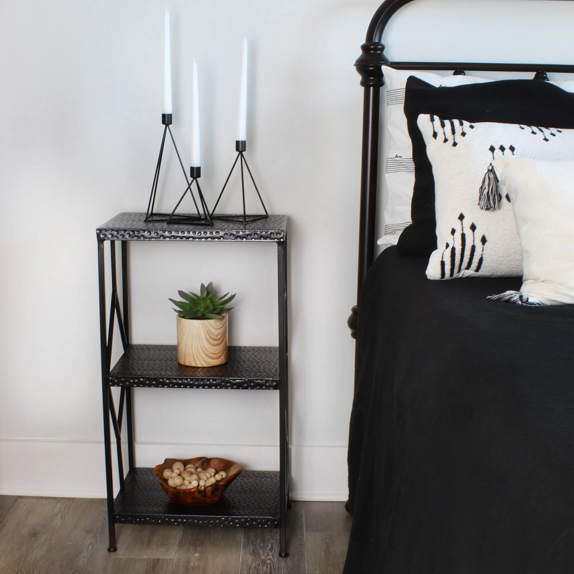 Black Geometric Candlestick Holders (Set of 3)