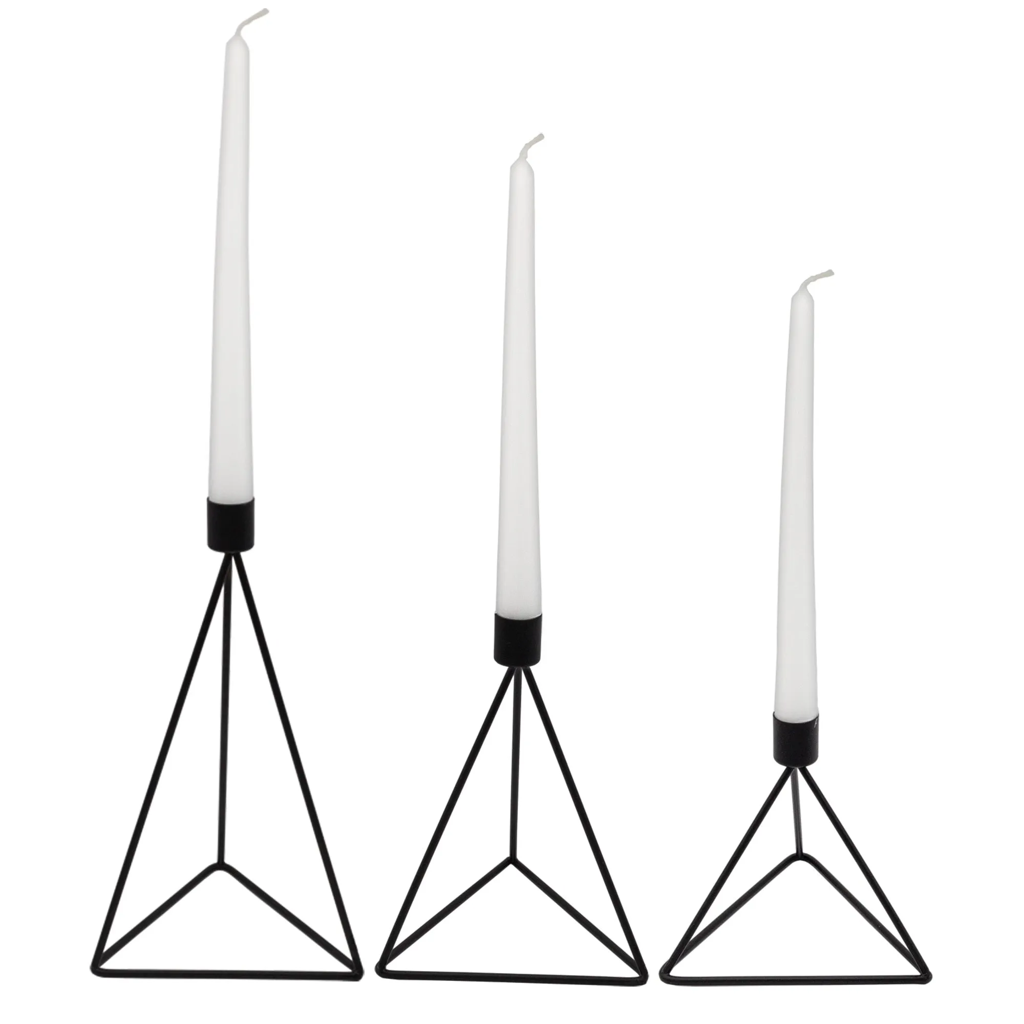Black Geometric Candlestick Holders (Set of 3)