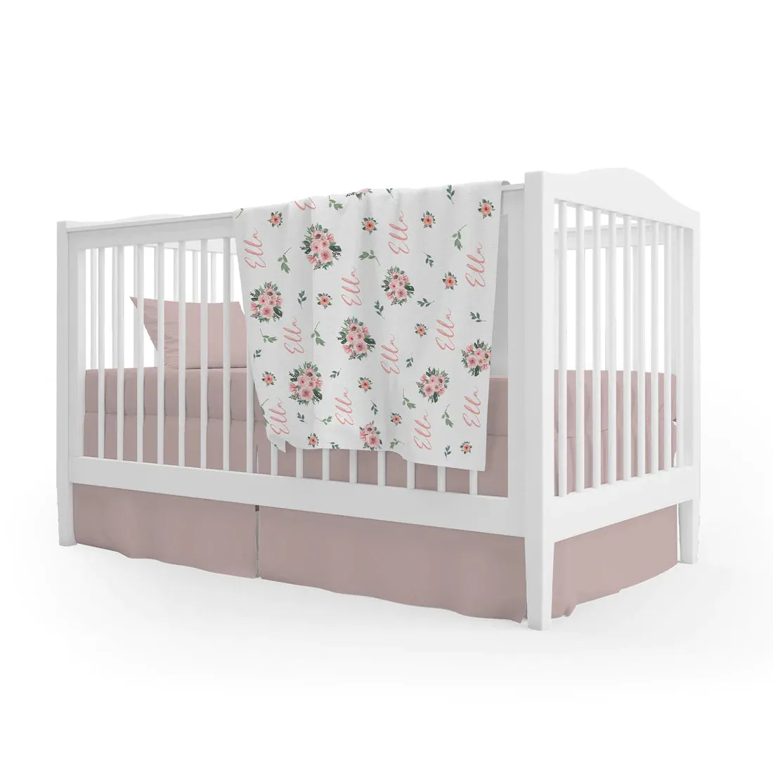 Blushing Floral Pattern Personalized Baby Blanket