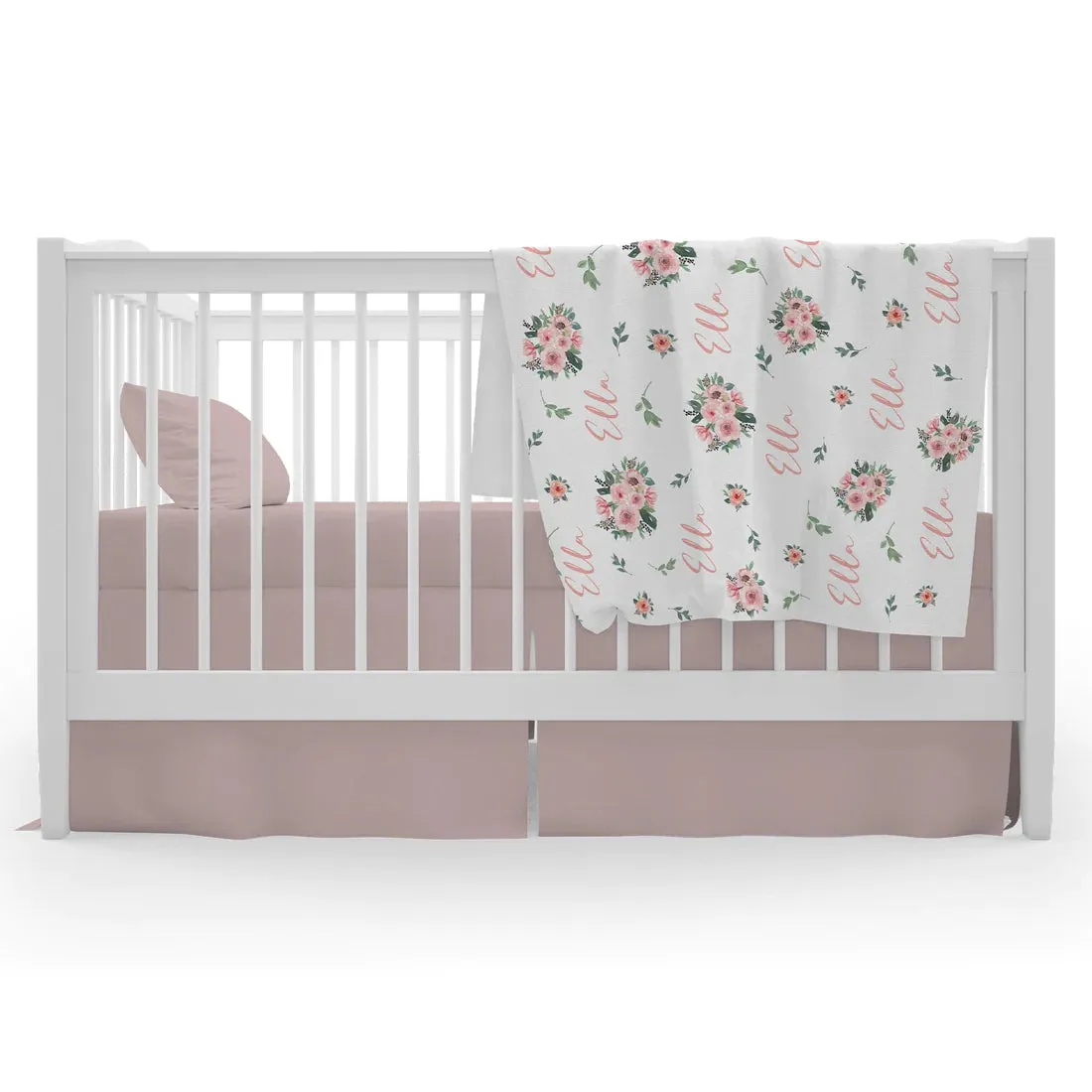 Blushing Floral Pattern Personalized Baby Blanket