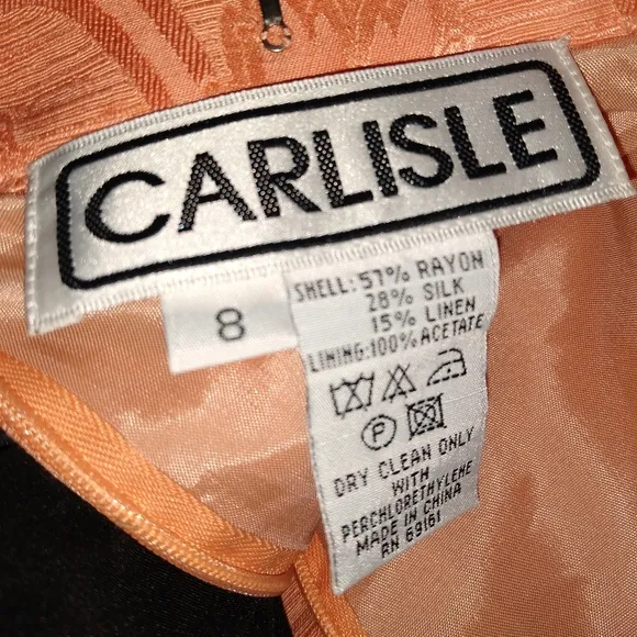 BOGO $295 Silk Linen Vintage Orange Brocade Pencil Skirt Carlisle 80s Designer