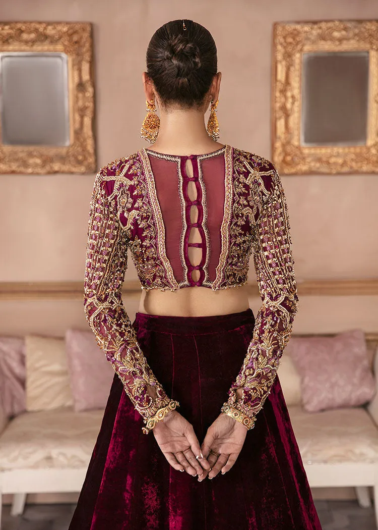 Bridal Wedding Dress in Velvet Lehenga and Choli Style