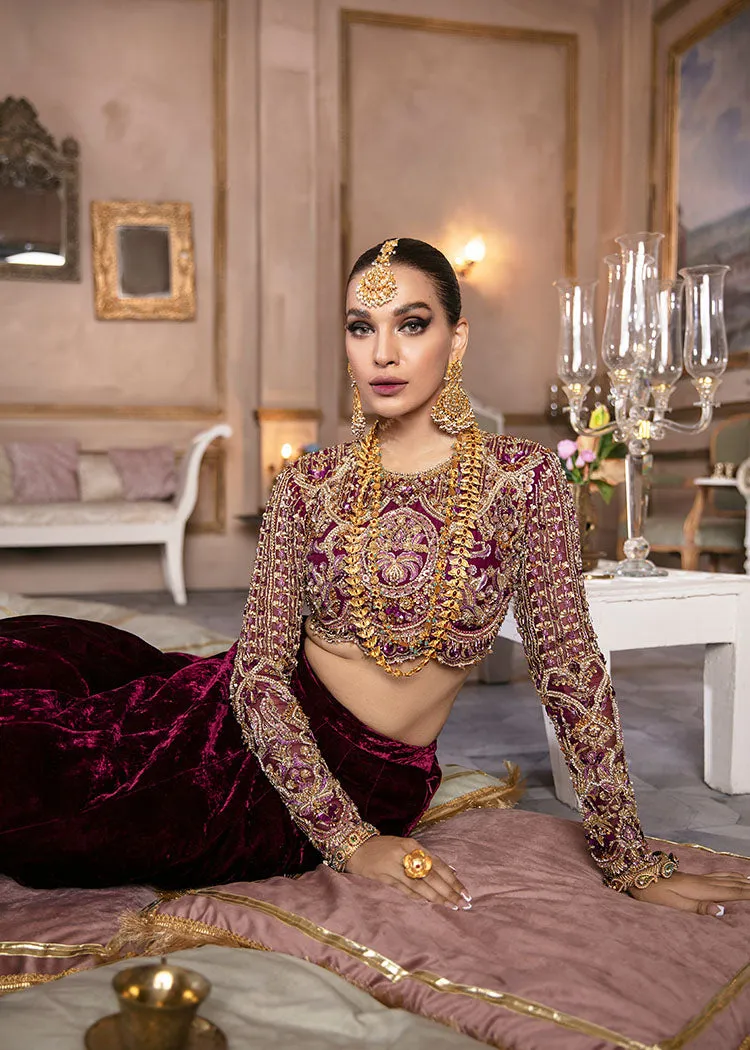 Bridal Wedding Dress in Velvet Lehenga and Choli Style