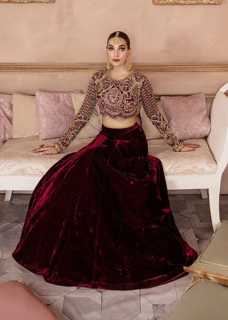Bridal Wedding Dress in Velvet Lehenga and Choli Style