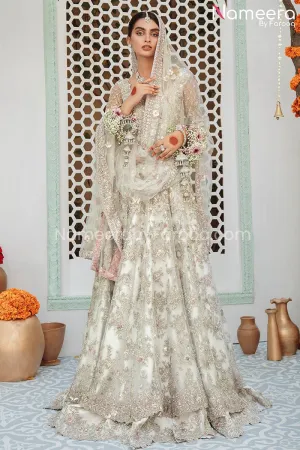 Bridal White Lehenga Frock Traditional Dress #BS681