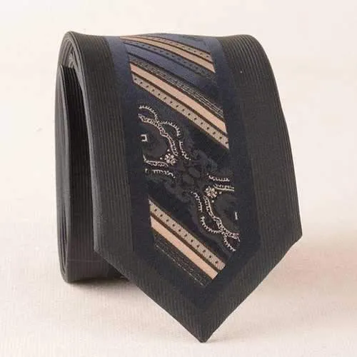 Bridegroom Stripe Texture Jacquard Neck Tie - Khaki