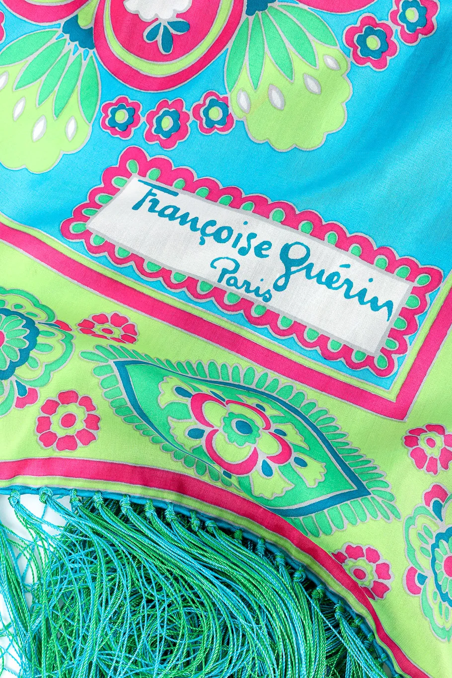 Bright Floral Paisley Silk Fringe Shawl
