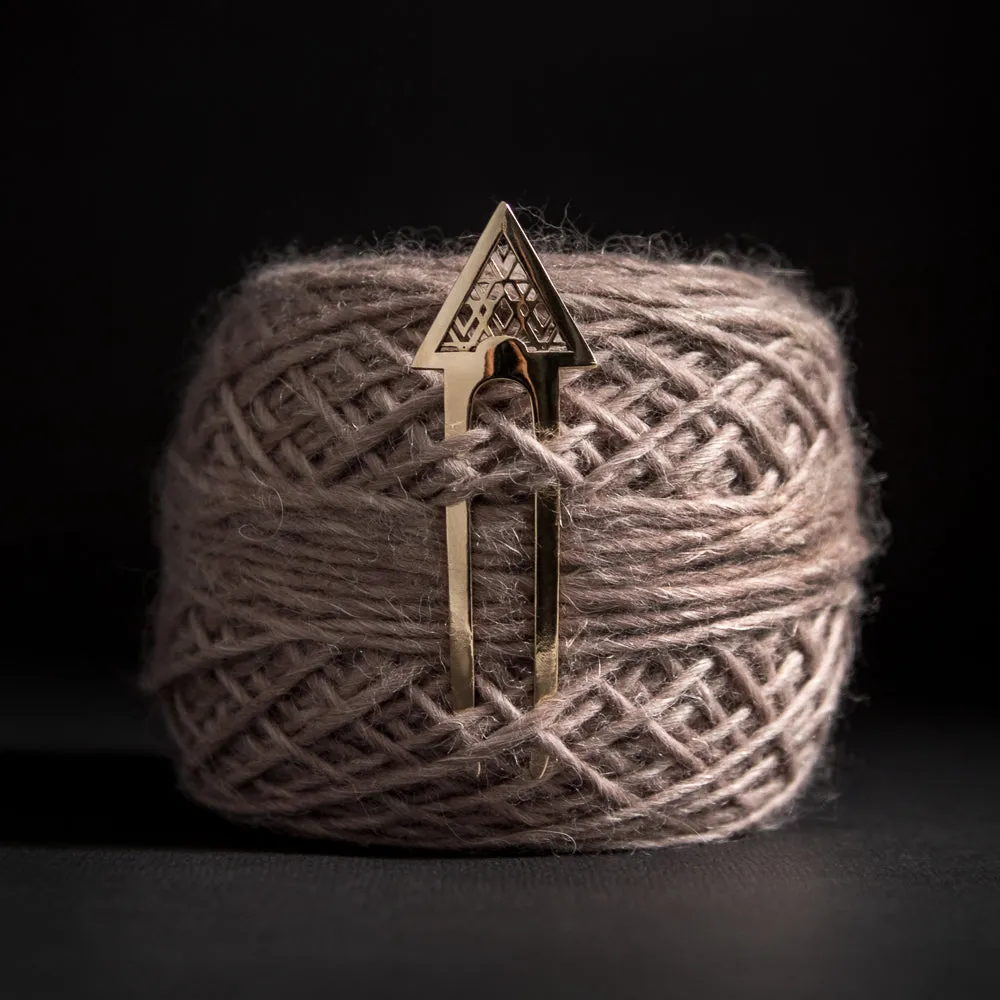 Bronze Triangle Shawl Pin For Handmade Fiber Garments