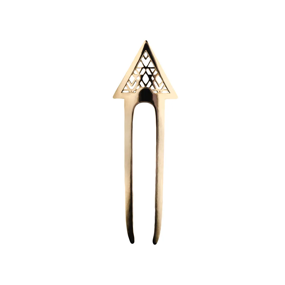 Bronze Triangle Shawl Pin For Handmade Fiber Garments